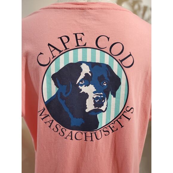 Cuffys Cape Cod Massachusetts Black Lab Dog T-Shirt Womens Size XL Pink Pocket - Picture 7 of 15